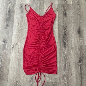 Ruched Dress - Burgundy